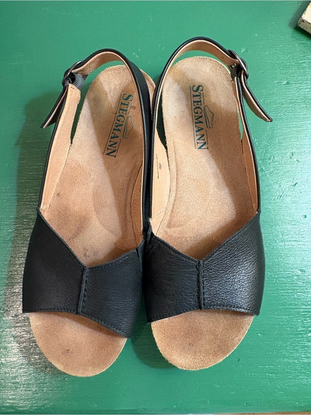 Stegmann Women’s Black Leather Slingback Sandals